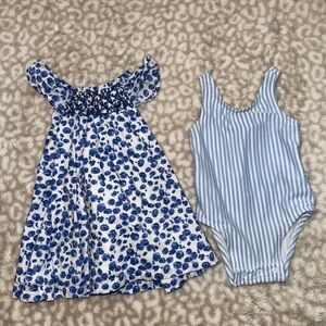 3-6 month baby girl blue and white bundle